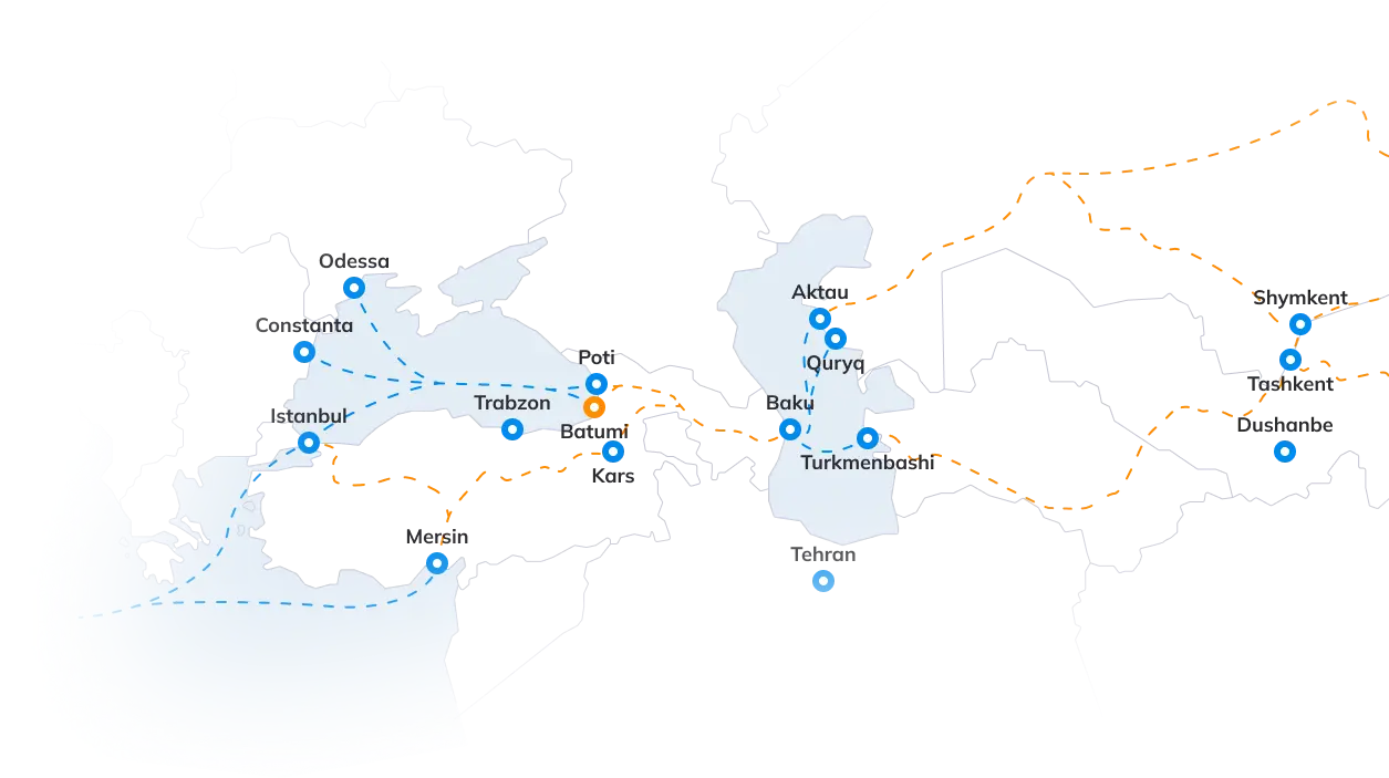 Movmo trade routes across the Black Sea and Central Asia